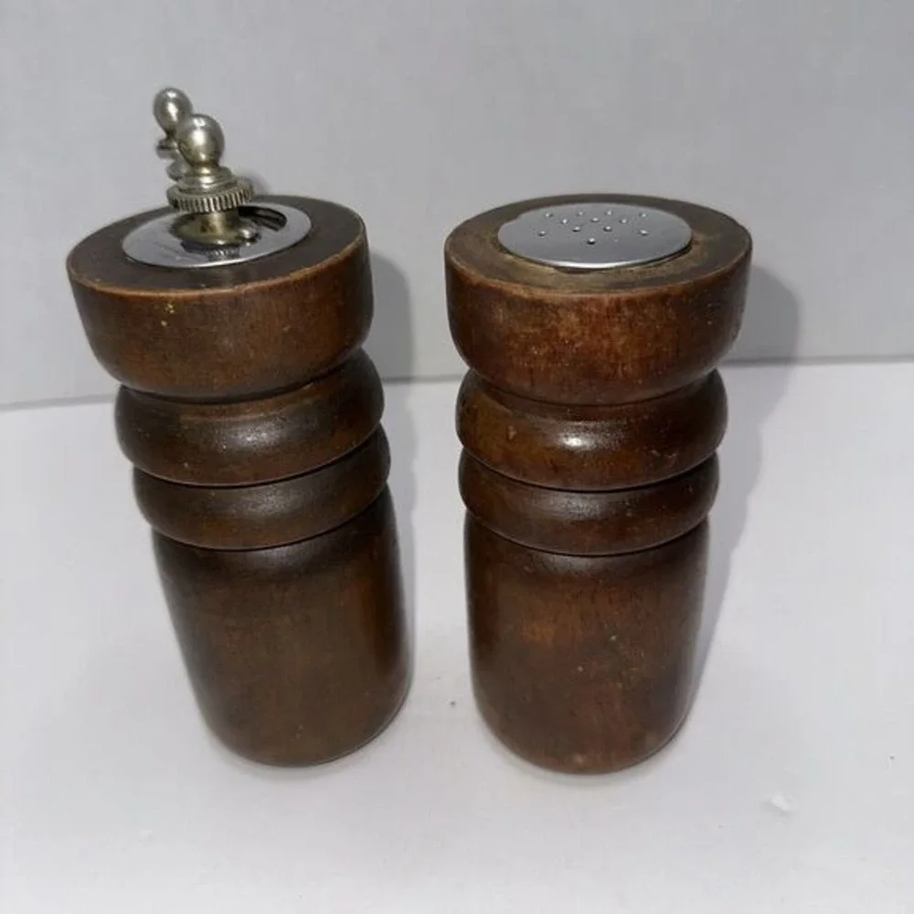 Vintage Wooden‎ Salt Pepper Grinder Mill Set Rustic Kitchen Dining Decor